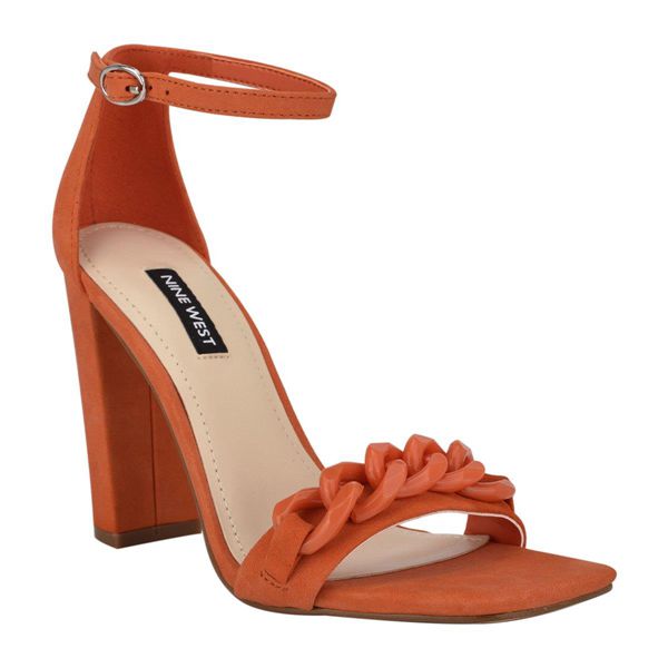 Nine West Mindful Ankle Strap Orange Heeled Sandals | Ireland 76A61-8Z96